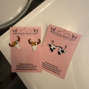 Cow and Bull Earrings Set
